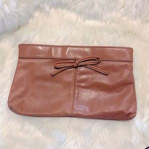 🎀Sweetest Vintage Caramel Bow Detailed Genuine Leather Clutch Purse Bag Chic